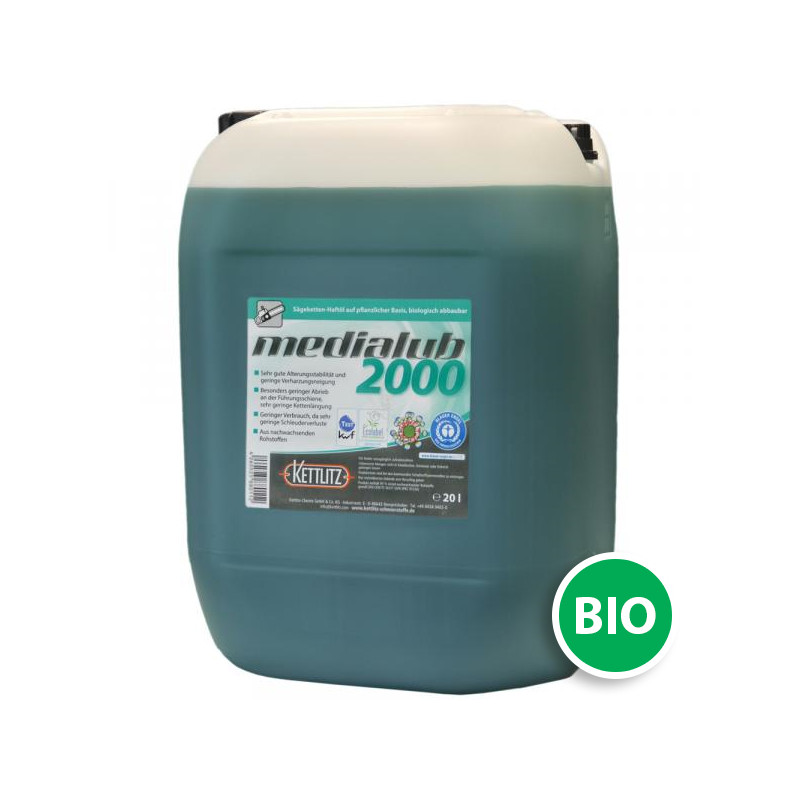 Huile de chaîne de tronçonneuse KETTLITZ-Medialub 2000 Biodégradable - 20 Litres "BLUE ANGEL" ISO VG 100