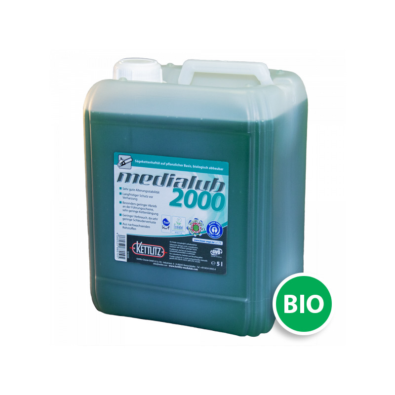 Huile de chaîne de tronçonneuse KETTLITZ-Medialub 2000 Biodégradable - 5 Litres "BLUE ANGEL" ISO VG 100