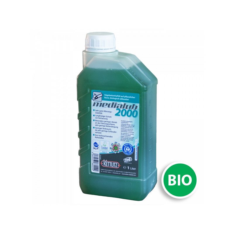 Huile de chaîne de tronçonneuse KETTLITZ-Medialub 2000 Biodégradable - 1 Litre "BLUE ANGEL" ISO VG 100
