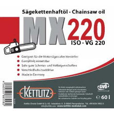 Huile de chaîne de tronçonneuse KETTLITZ-MX220 Minérale - 60 Litres ISO VG 220