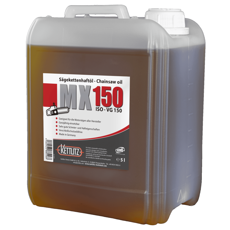 Huile de chaîne de tronçonneuse KETTLITZ-MX150 Minérale - 5 Litres ISO VG 150