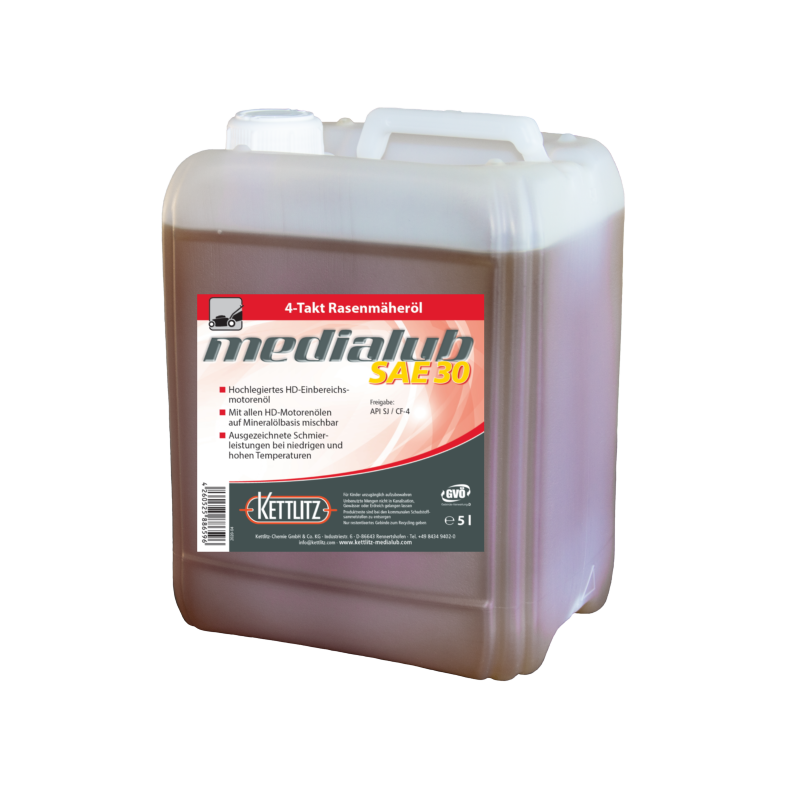 Huile moteur pour tondeuse à gazon 4 temps KETTLITZ-Medialub SAE 30 - 5 Litres