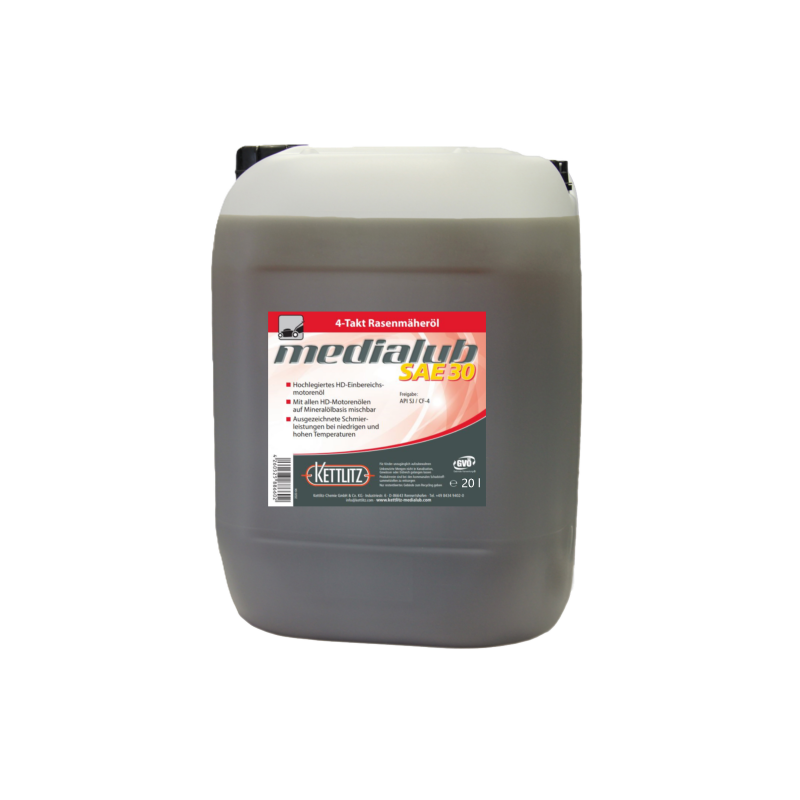 Huile moteur pour tondeuse à gazon 4 temps KETTLITZ-Medialub SAE 30 - 20 Litres Huile moteur pour tondeuse à gazon 4 temps KETTLITZ-Medialub SAE 30 - 20 Litres