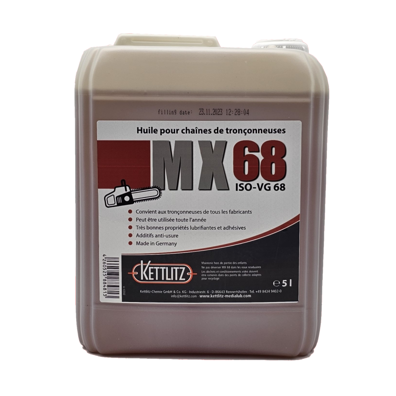 Huile de chaîne de tronçonneuse KETTLITZ-MX68 Minérale - 5 Litres ISO VG 68