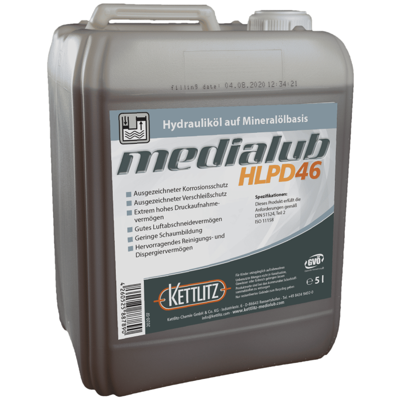 Huile hydraulique KETTLITZ-Medialub HLPD 46 - 5 Litres Huile hydraulique KETTLITZ-Medialub HLPD 46 - 5 Litres