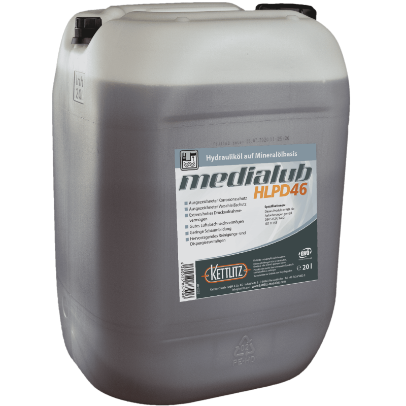 Huile hydraulique KETTLITZ-Medialub HLPD 46 - 20 Litres Huile hydraulique KETTLITZ-Medialub HLPD 46 - 20 Litres