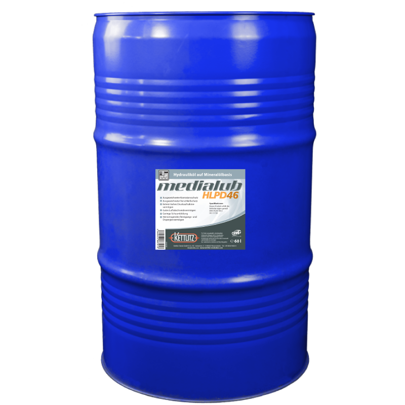 Huile hydraulique KETTLITZ-Medialub HLPD 46 - 60 Litres Huile hydraulique KETTLITZ-Medialub HLPD 46 - 60 Litres