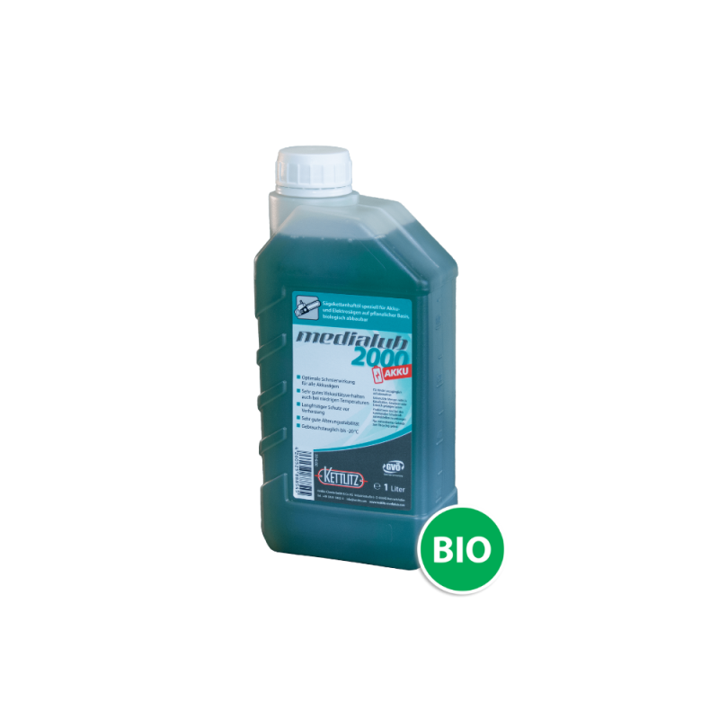 Huile de chaîne de tronçonneuse KETTLITZ-Medialub 2000 AKKU Biodégradable - 1 Litre ISO VG 46