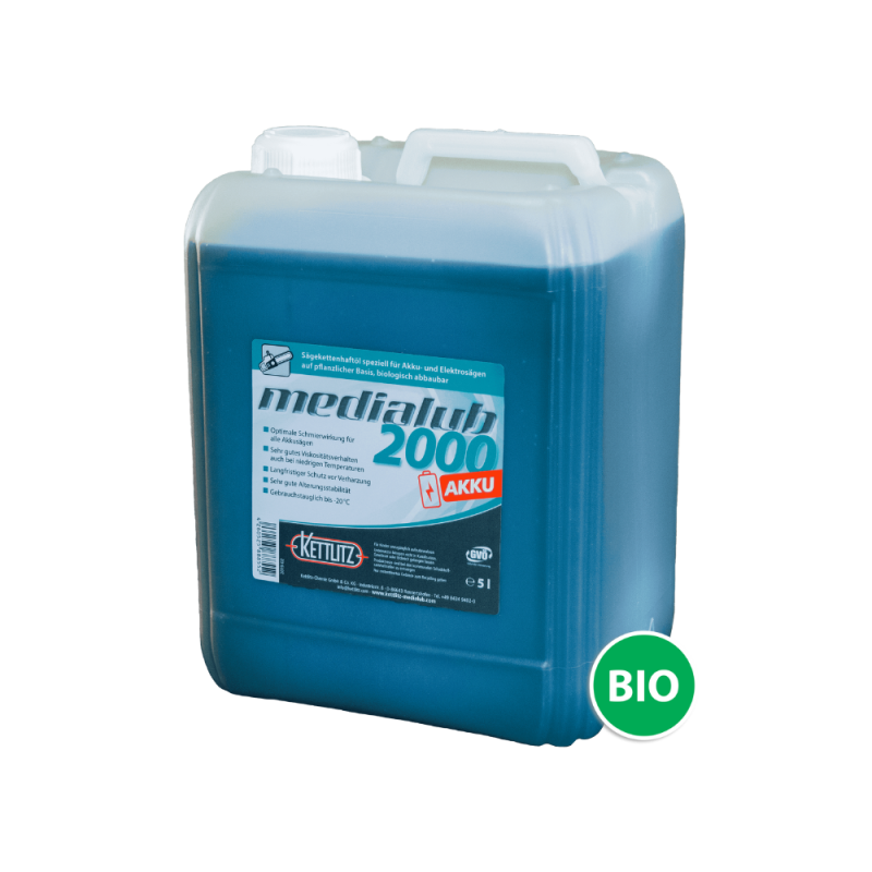 Huile de chaîne de tronçonneuse KETTLITZ-Medialub 2000 AKKU Biodégradable - 5 Litres ISO VG 46